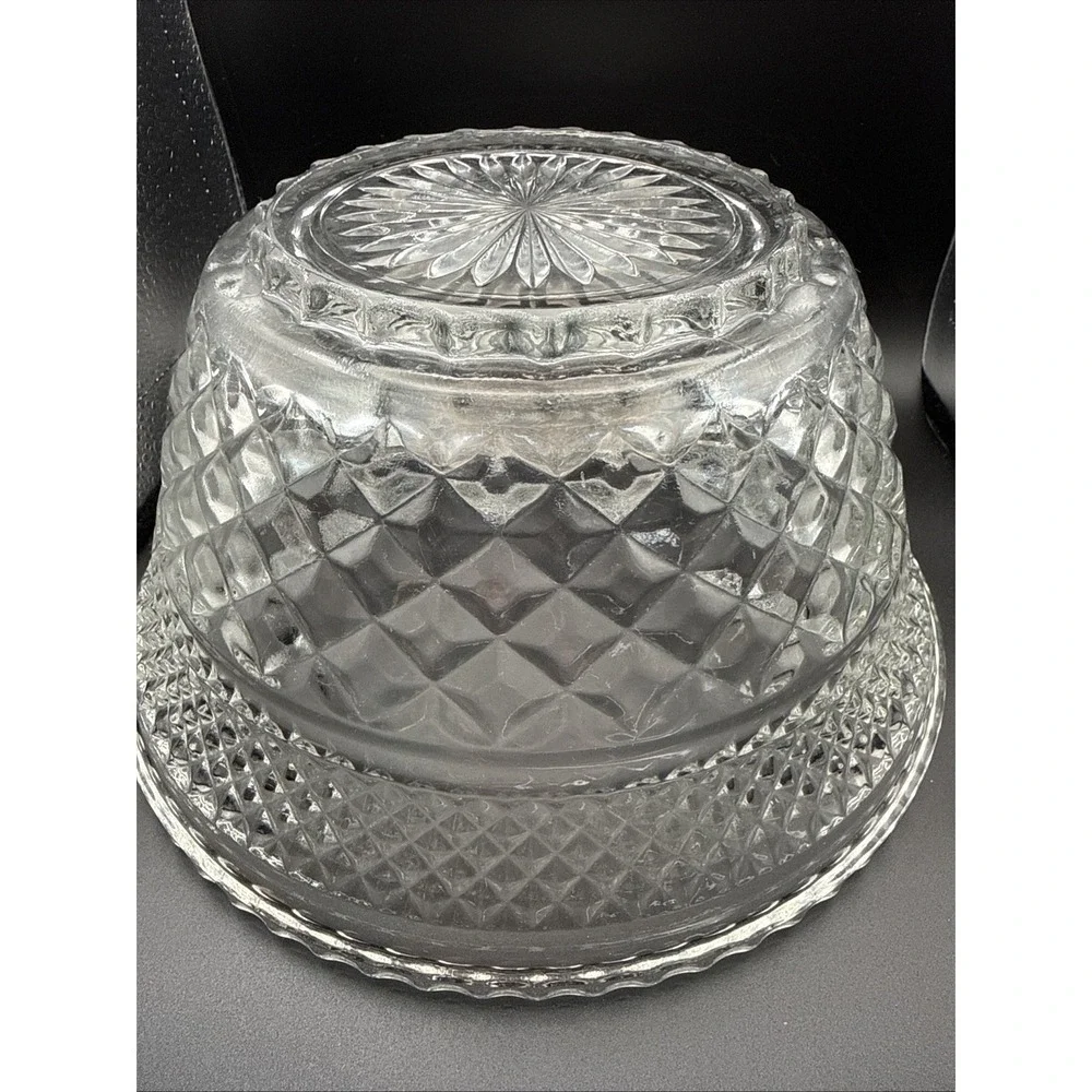Vintage Anchor Hocking Wexford Clear Glass Salad Bowl Punch Bowl Stand 9.5